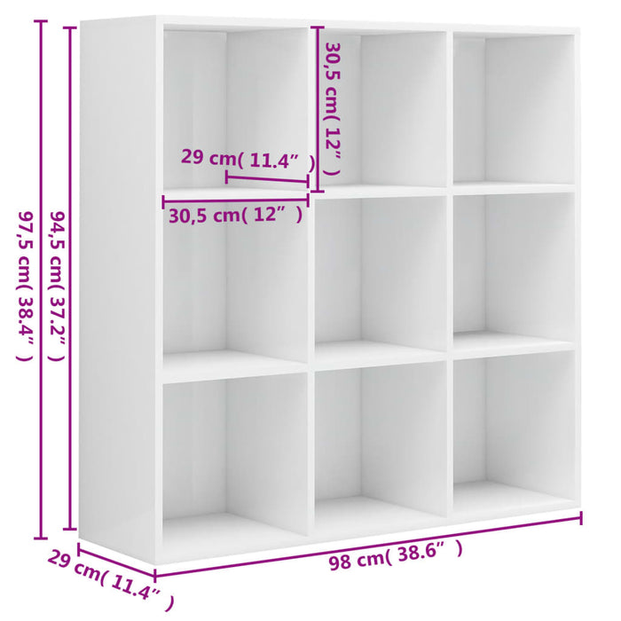 Libreria Bianco Lucido 98x30x98 cm in Truciolato cod mxl 7370