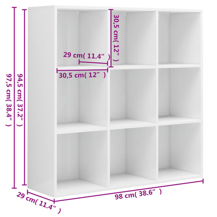 Libreria Bianco Lucido 98x30x98 cm in Truciolato cod mxl 7370