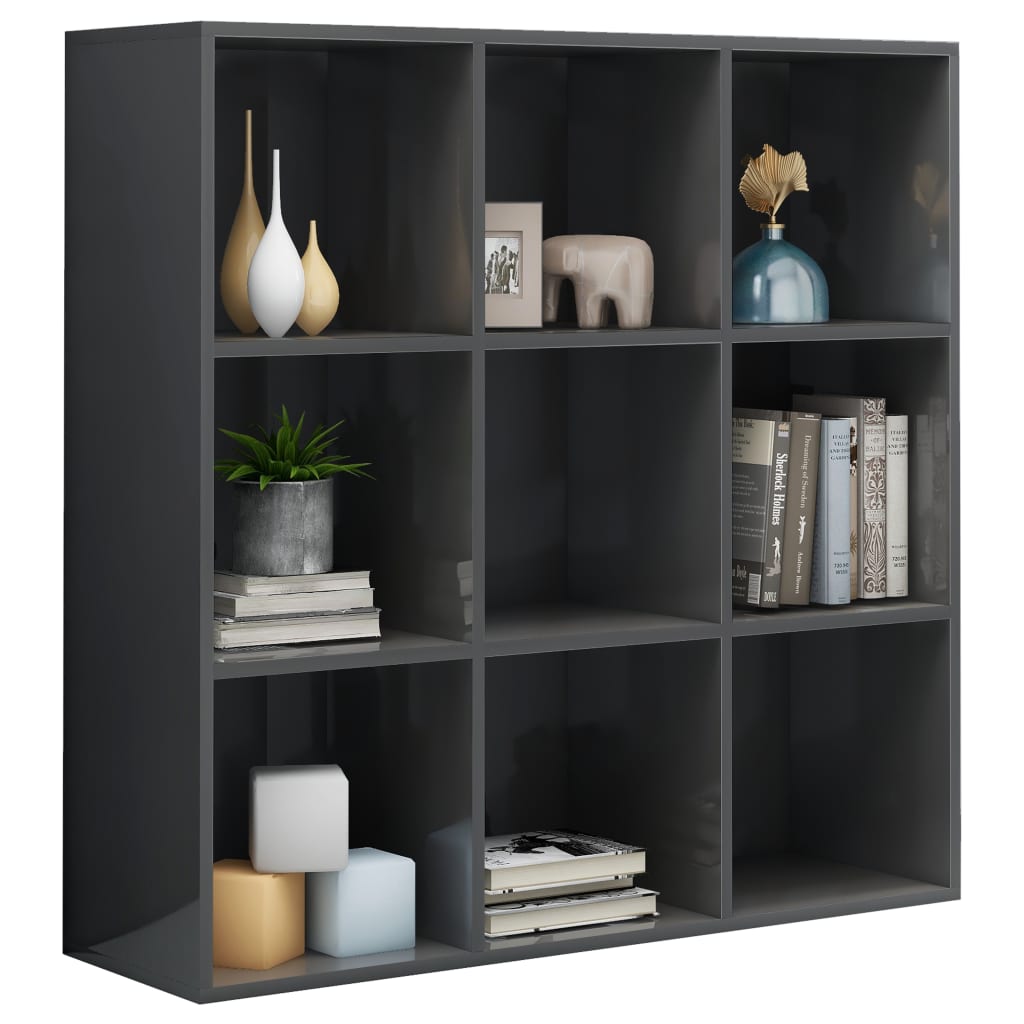 Libreria Grigio Lucido 98x30x98 cm in Legno Multistrato 801133