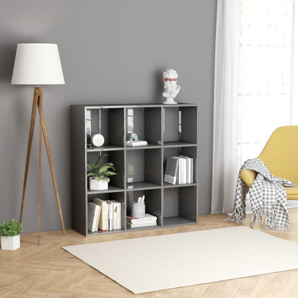 Libreria Grigio Lucido 98x30x98 cm in Legno Multistrato 801133