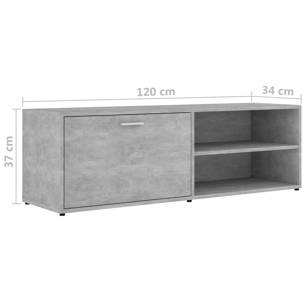 Mobile Porta TV Grigio Cemento 120x34x37 cm in Truciolato 801156