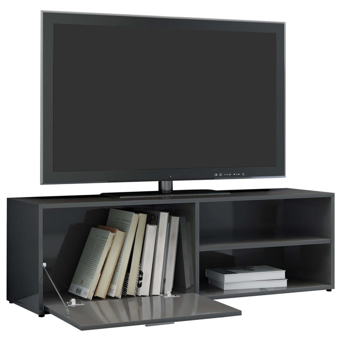 Mobile Porta TV Grigio Lucido 120x34x37 cm in Legno Multistrato 801160