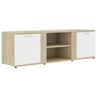 Mobile Porta TV Bianco e Rovere Sonoma 120x34x37 cm Truciolato cod mxl 65637