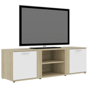 Mobile Porta TV Bianco e Rovere Sonoma 120x34x37 cm Truciolato cod mxl 65637