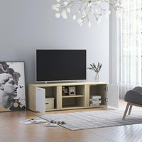 Mobile Porta TV Bianco e Rovere Sonoma 120x34x37 cm Truciolato cod mxl 65637