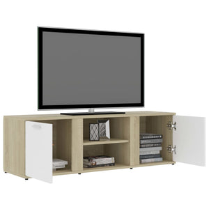 Mobile Porta TV Bianco e Rovere Sonoma 120x34x37 cm Truciolato cod mxl 65637