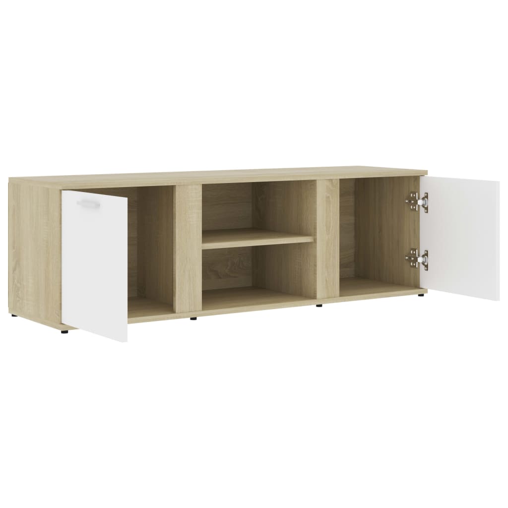 Mobile Porta TV Bianco e Rovere Sonoma 120x34x37 cm Truciolato cod mxl 65637