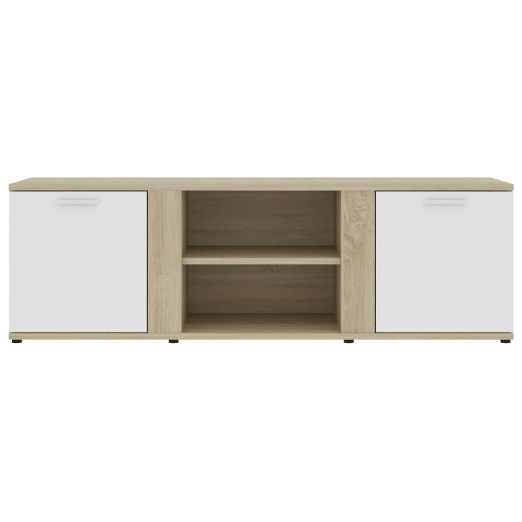 Mobile Porta TV Bianco e Rovere Sonoma 120x34x37 cm Truciolato cod mxl 65637