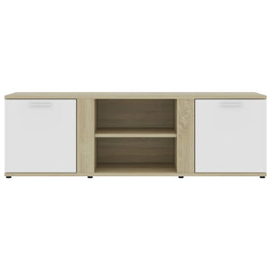 Mobile Porta TV Bianco e Rovere Sonoma 120x34x37 cm Truciolato cod mxl 65637