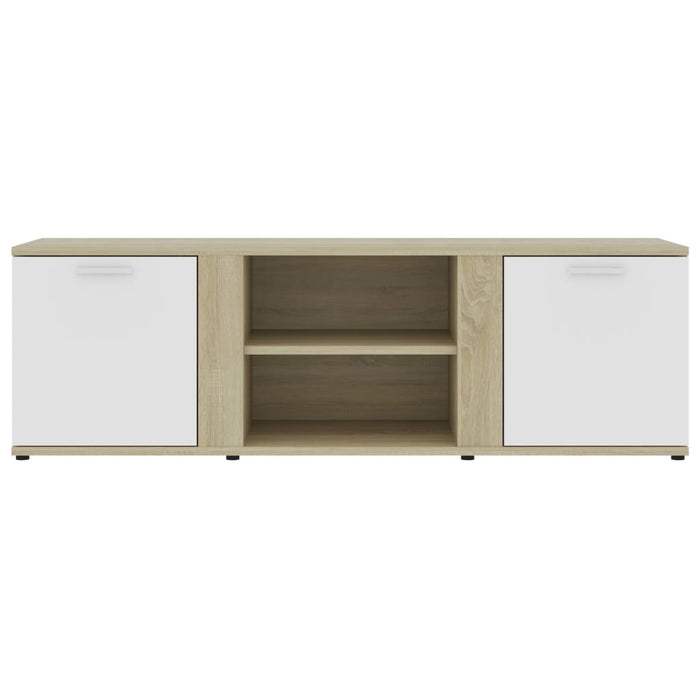 Mobile Porta TV Bianco e Rovere Sonoma 120x34x37 cm Truciolato cod mxl 65637