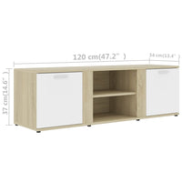 Mobile Porta TV Bianco e Rovere Sonoma 120x34x37 cm Truciolato cod mxl 65637