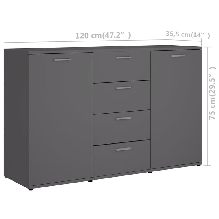 Credenza Grigia 120x35,5x75 cm in Truciolato cod mxl 14843