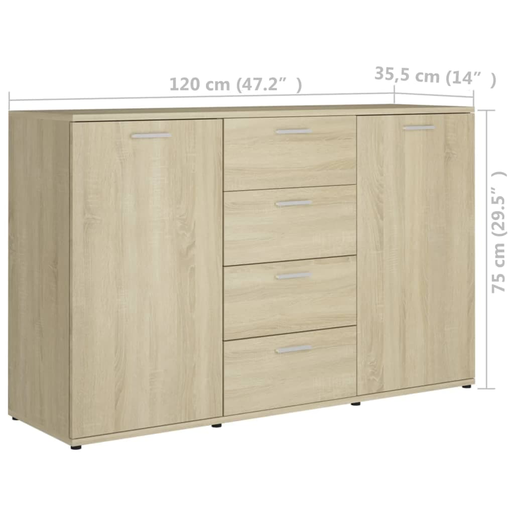 Credenza Rovere Sonoma 120x35,5x75 cm in Truciolato cod mxl 59637