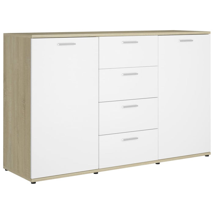 Credenza Bianca e Rovere Sonoma 120x35,5x75 cm in Truciolato cod 11498