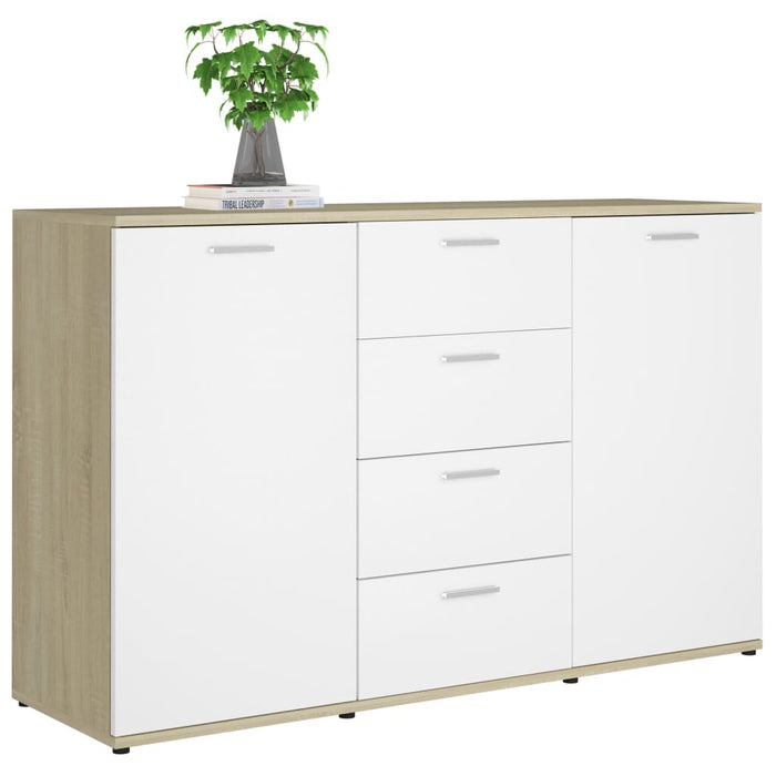 Credenza Bianca e Rovere Sonoma 120x35,5x75 cm in Truciolato cod 11498