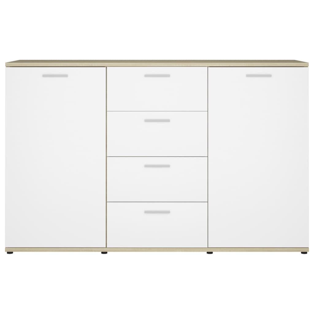 Credenza Bianca e Rovere Sonoma 120x35,5x75 cm in Truciolato cod 11498