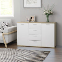 Credenza Bianca e Rovere Sonoma 120x35,5x75 cm in Truciolato cod 11498