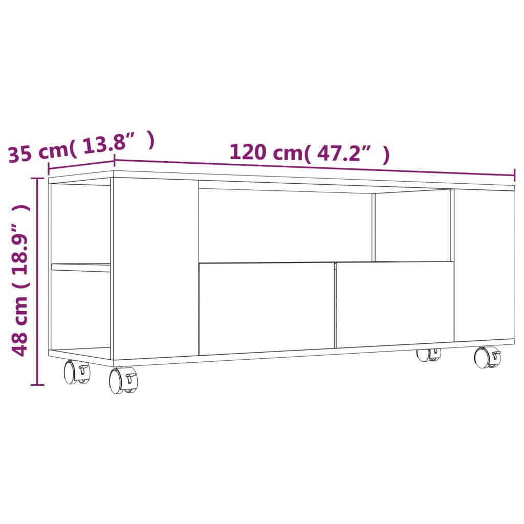 Mobile Porta TV Nero 120x35x48 cm in Legno Multistrato 801347