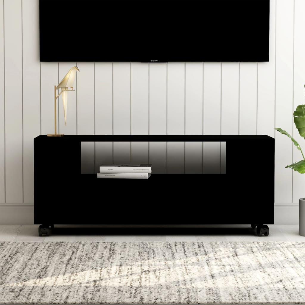 Mobile Porta TV Nero 120x35x48 cm in Legno Multistrato 801347