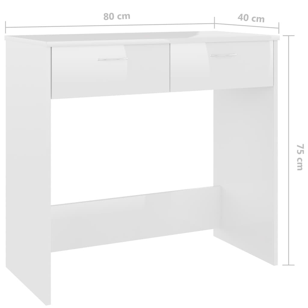 Scrivania Bianco Lucido 80x40x75 cm in Truciolato 801361