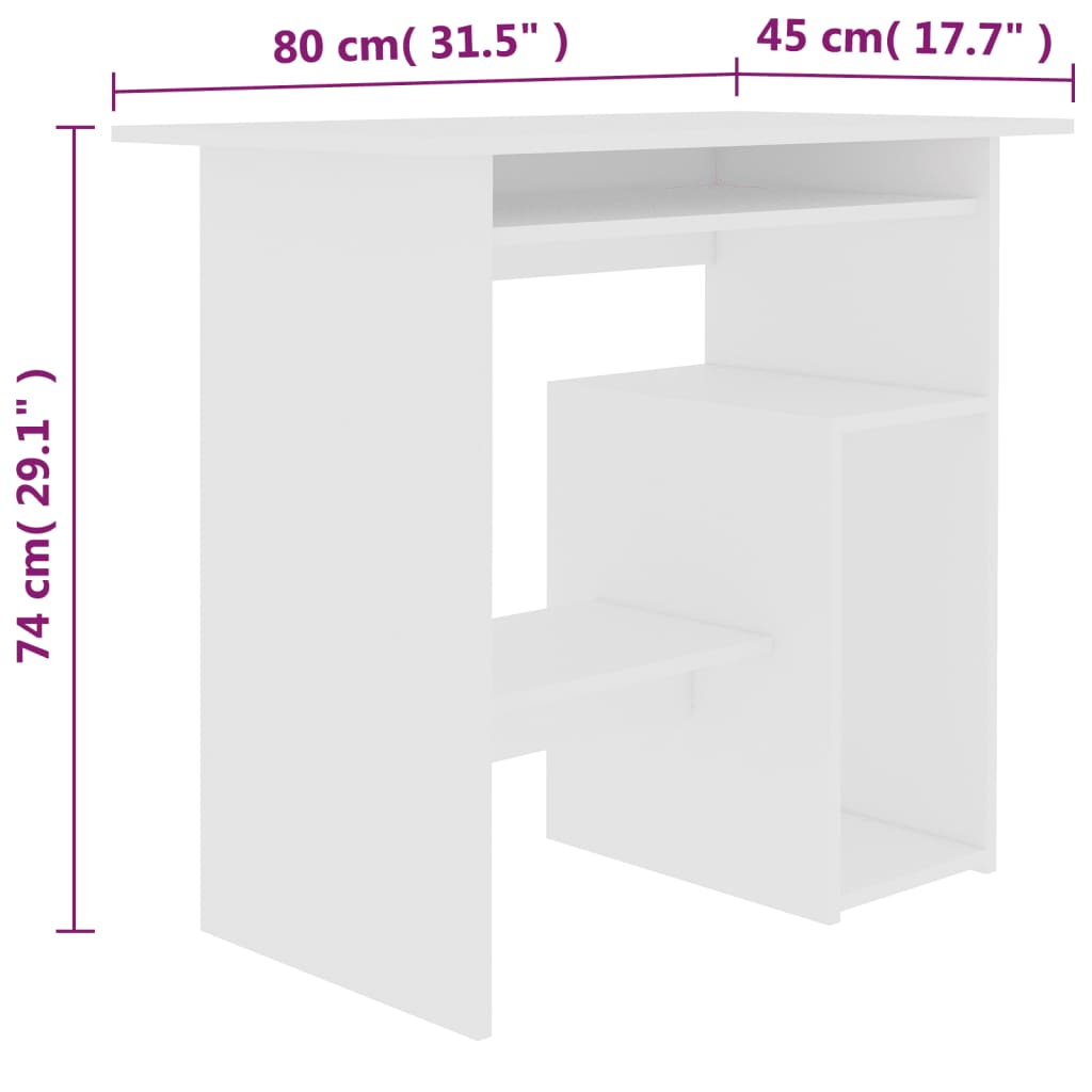 Scrivania Bianca 80x45x74 cm in Truciolato 801364