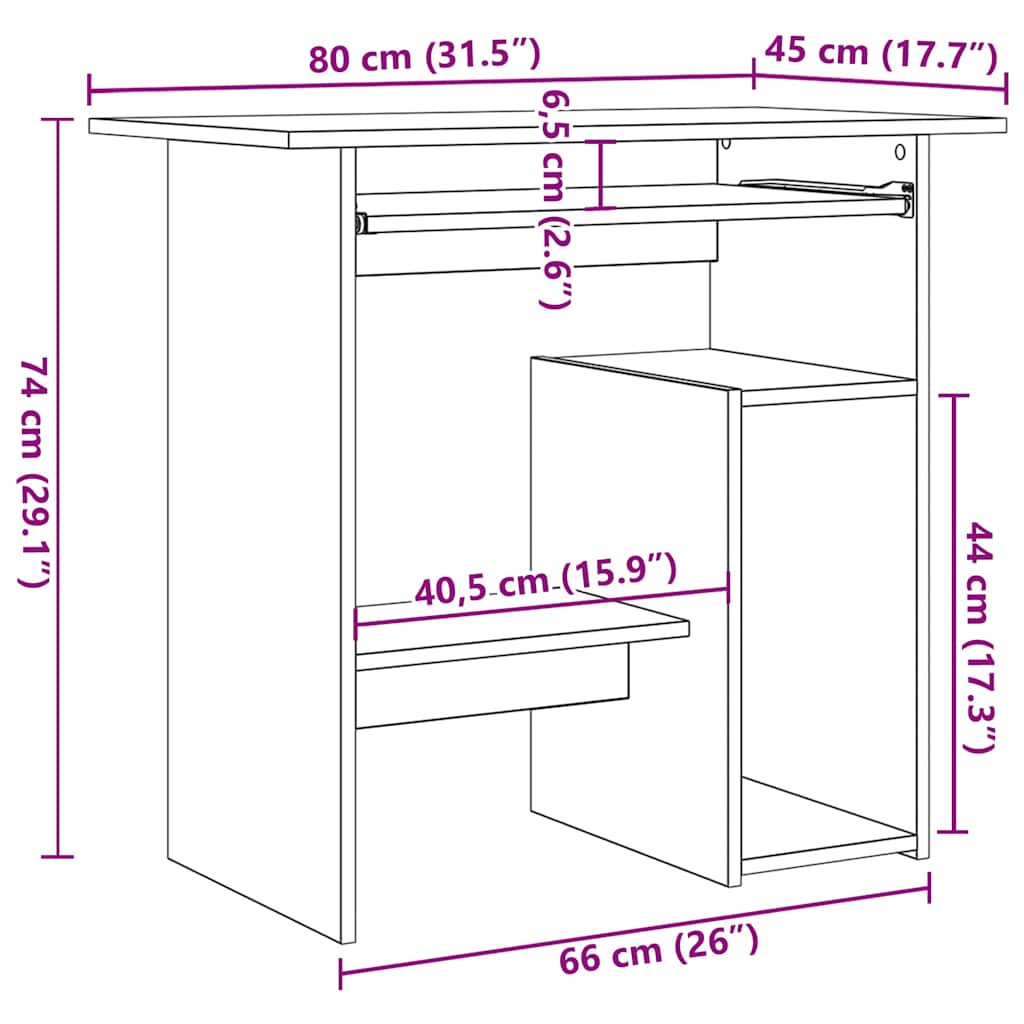 Scrivania Bianco Lucido 80x45x74 cm in Legno Multistrato 801370