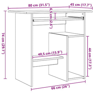 Scrivania Bianco Lucido 80x45x74 cm in Legno Multistrato 801370