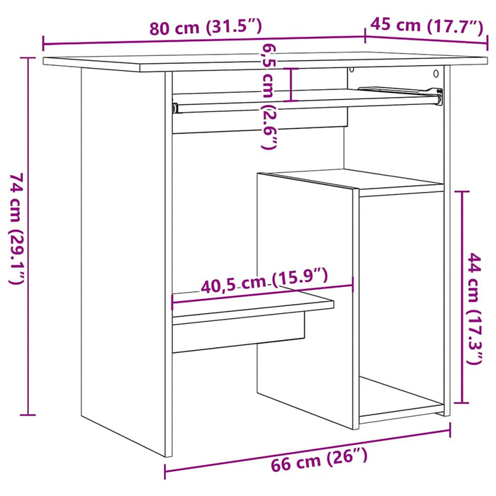 Scrivania Bianco Lucido 80x45x74 cm in Legno Multistrato 801370