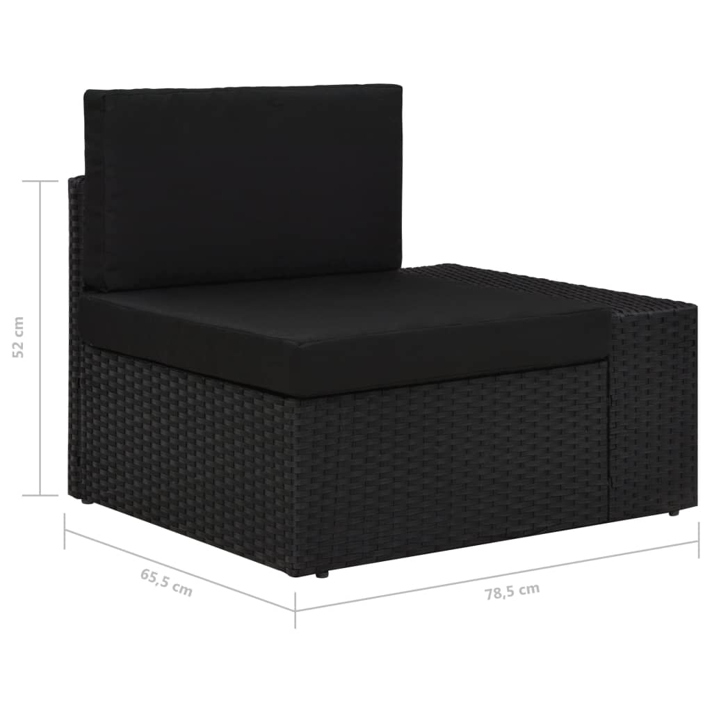 Divano ad Angolo Modulare Bracciolo Sinistro in Polyrattan Nero cod 11933