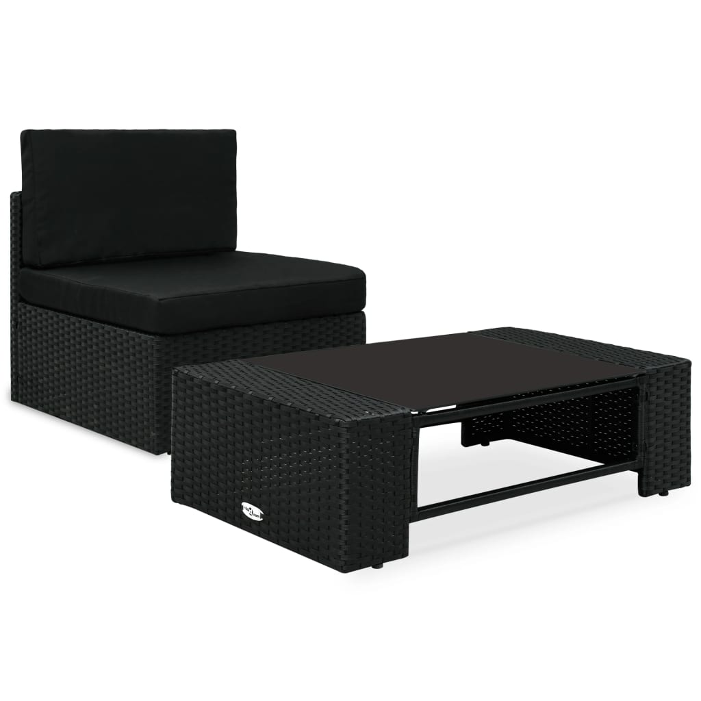 Set Divani da Giardino 2 pz in Polyrattan Nero cod mxl 63740