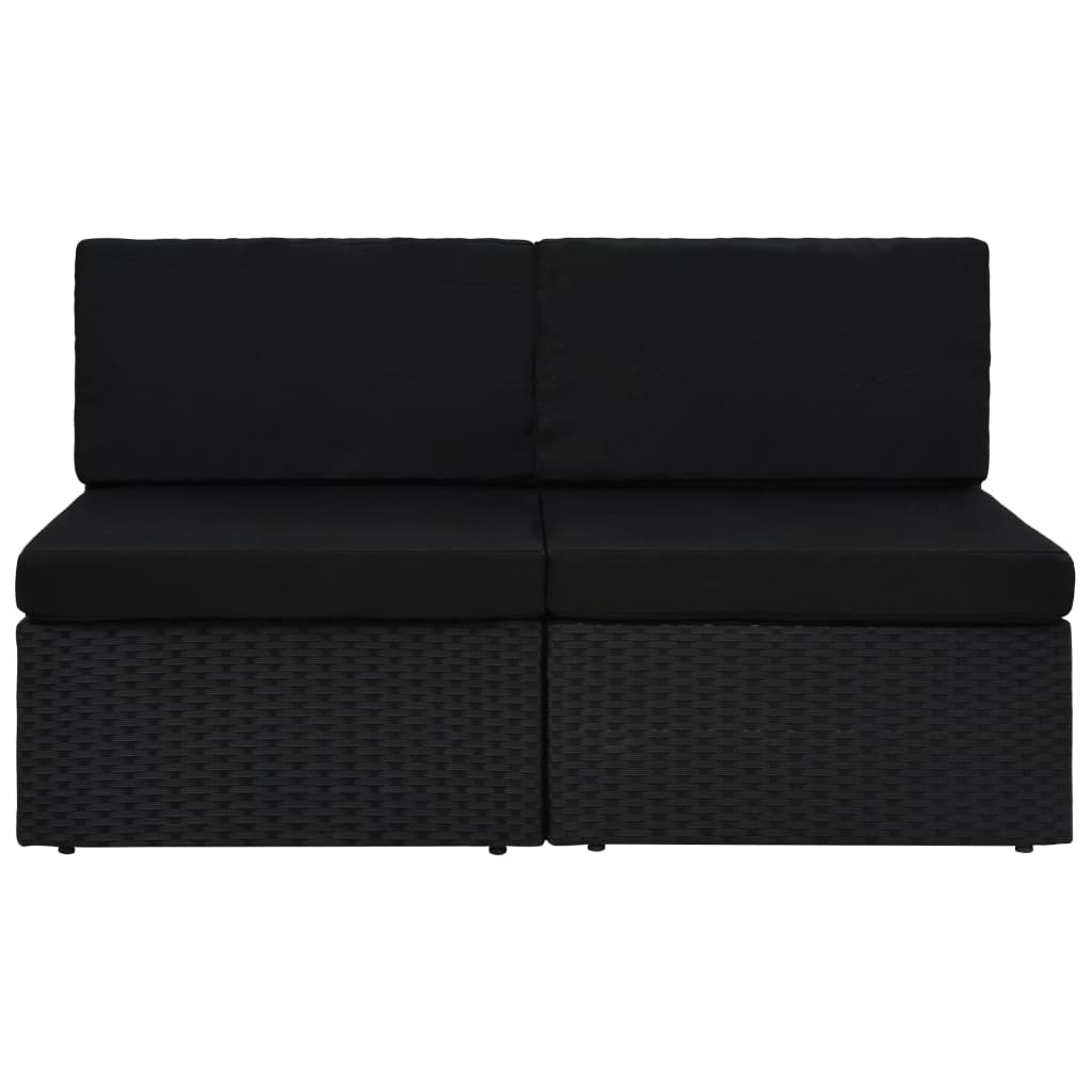 Divano Modulare a 2 Posti in Polyrattan Nero cod mxl 65823