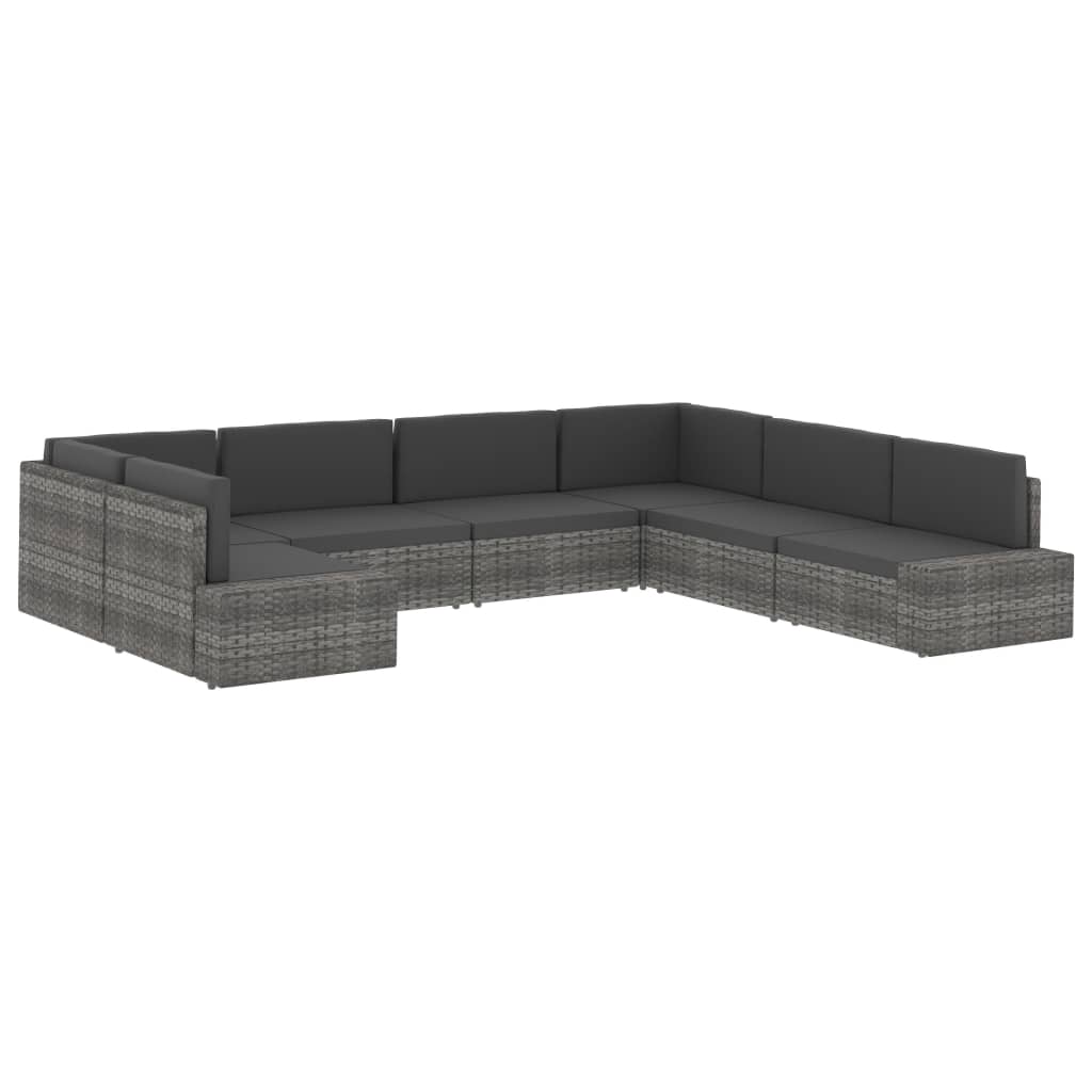 Divano Modulare a 2 Posti in Polyrattan Nero cod mxl 65823