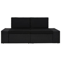 Divano Modulare a 2 Posti in Polyrattan Nero 49505