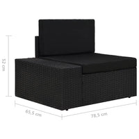 Divano Modulare a 2 Posti in Polyrattan Nero 49505