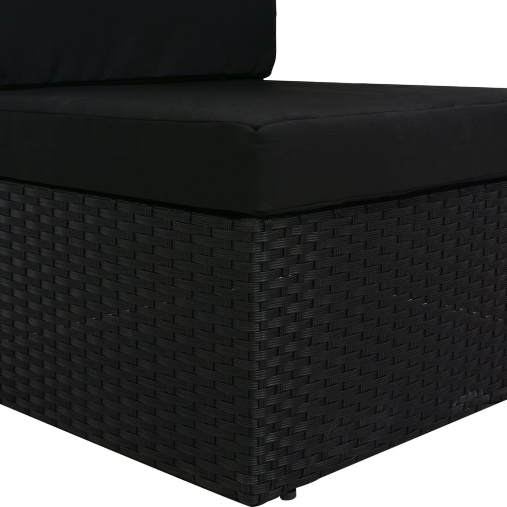 Divano Modulare a 3 Posti in Polyrattan Nero cod mxl 63741