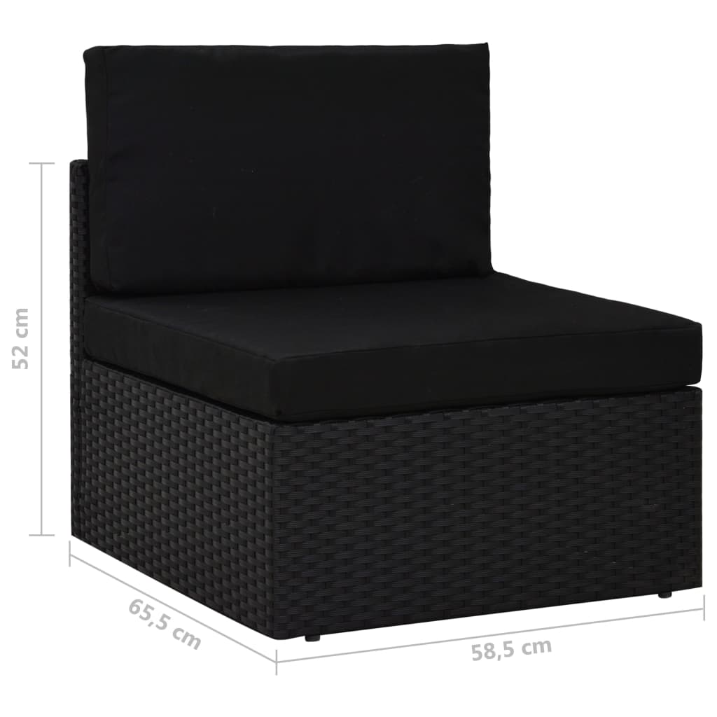 Divano Modulare a 3 Posti in Polyrattan Nero cod mxl 63741