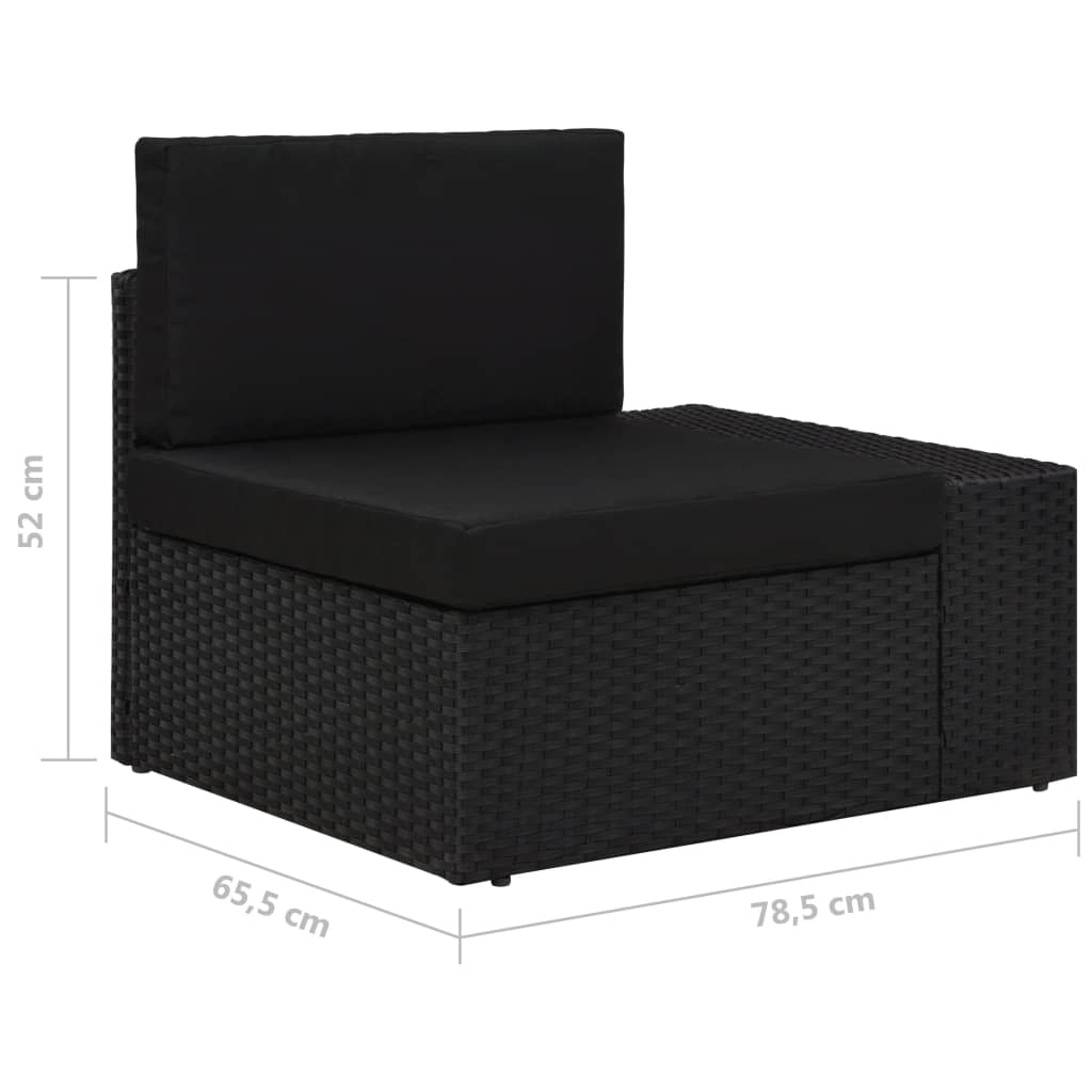 Divano Modulare a 3 Posti in Polyrattan Nero cod mxl 63741