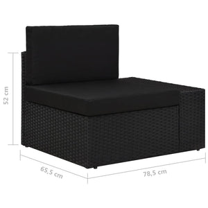 Divano Modulare a 3 Posti in Polyrattan Nero cod mxl 63741