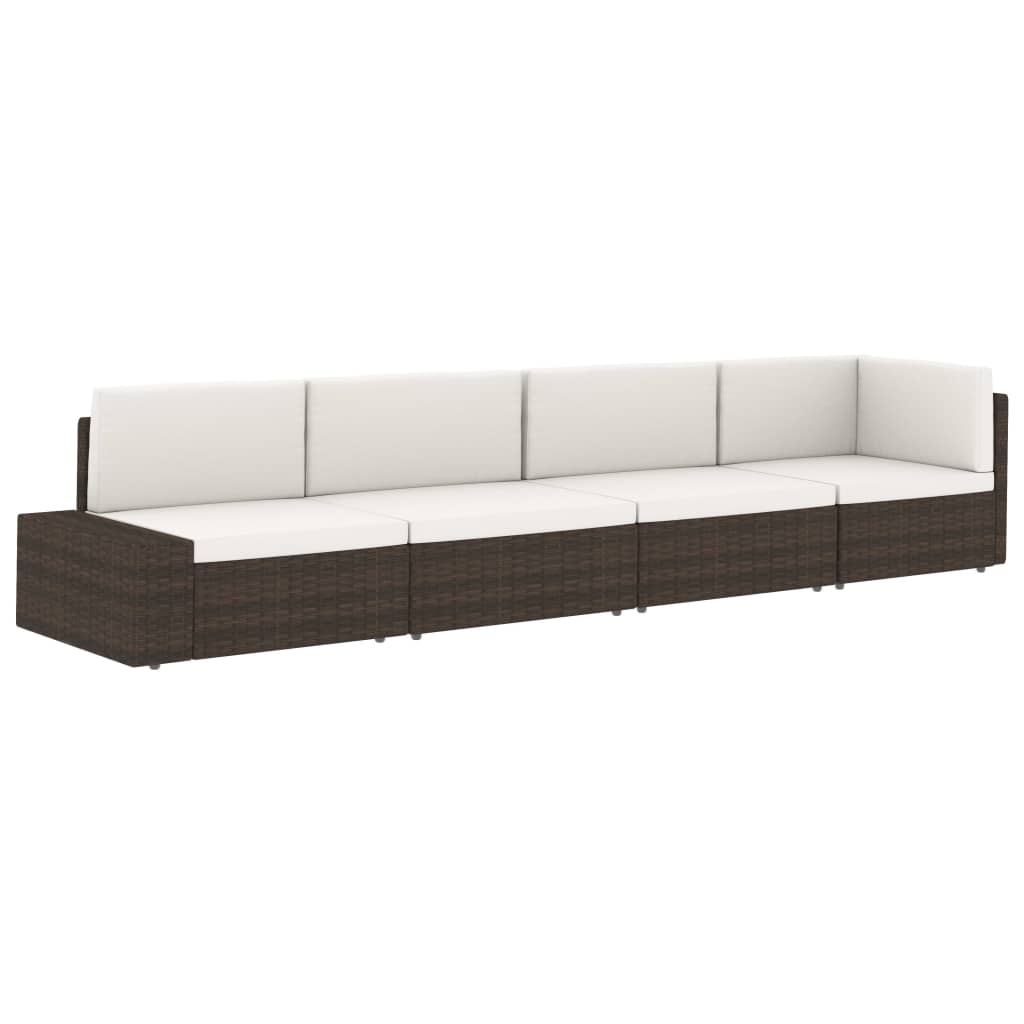 Divano Modulare a 3 Posti in Polyrattan Nero cod mxl 63741