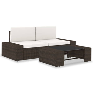 Set Divani da Giardino 3 pz in Polyrattan Marrone 49517