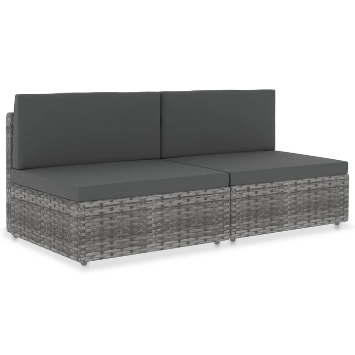 Divano Modulare a 2 Posti in Polyrattan Grigiocod mxl 70706