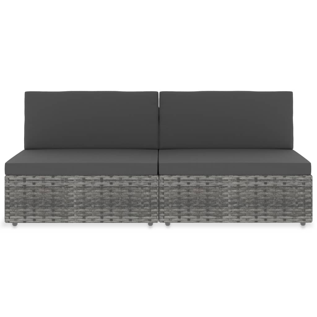 Divano Modulare a 2 Posti in Polyrattan Grigiocod mxl 70706