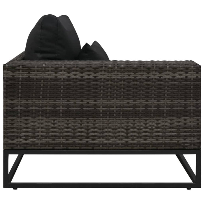 Set Divani da Giardino 5 pz con Cuscini in Polyrattan Grigio 49531