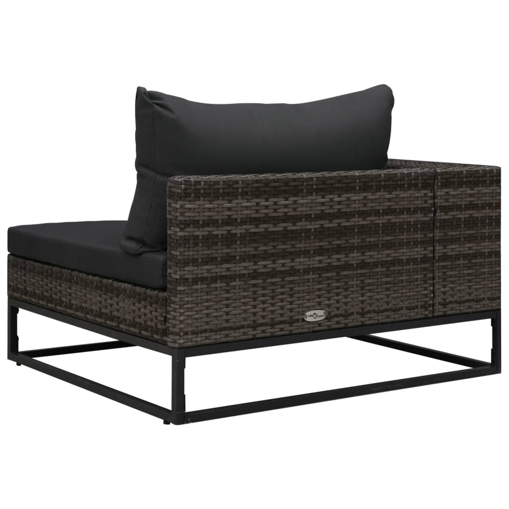 Set Divani da Giardino 5 pz con Cuscini in Polyrattan Grigio 49531