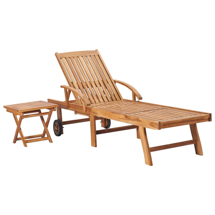 Lettini Prendisole 2 pz con Tavolo in Legno Massello di Teak cod mxl 45548