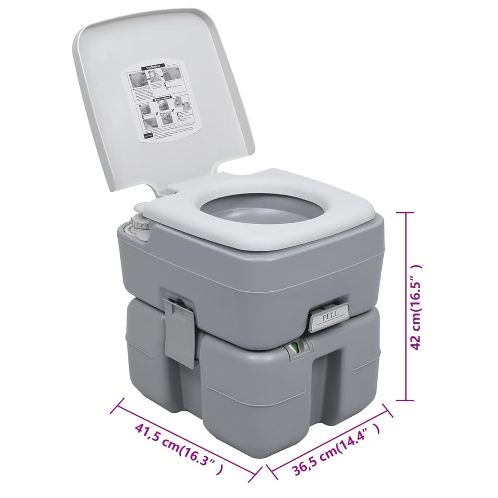 WC Portatile per Campeggio Grigio 20+10 L 30138