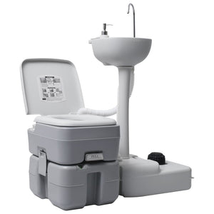 Set WC Portatile da Campeggio e Lavandino con Supporto Grigio cod mxl 75864