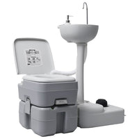 Set WC Portatile da Campeggio e Lavandino con Supporto Grigio 30140