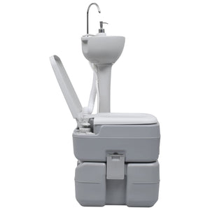 Set WC Portatile da Campeggio e Lavandino con Supporto Grigio 30140