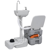 Set WC Portatile da Campeggio e Lavandino con Supporto Grigio 30140